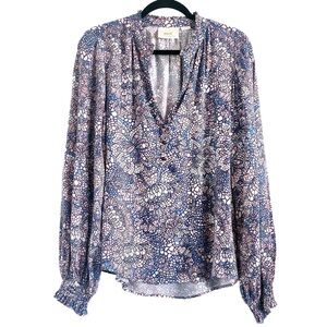 Maeve Blue and Pink Long Sleeve Blouse